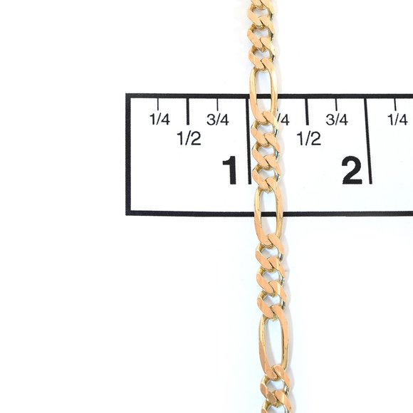 5.9mm 14K Yellow Gold Classic Figaro Chain Italy Bracelet - Picture 3 of 3